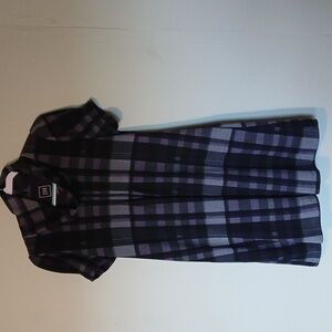 Chic Plaid Dress with Short Sleeves Size PM